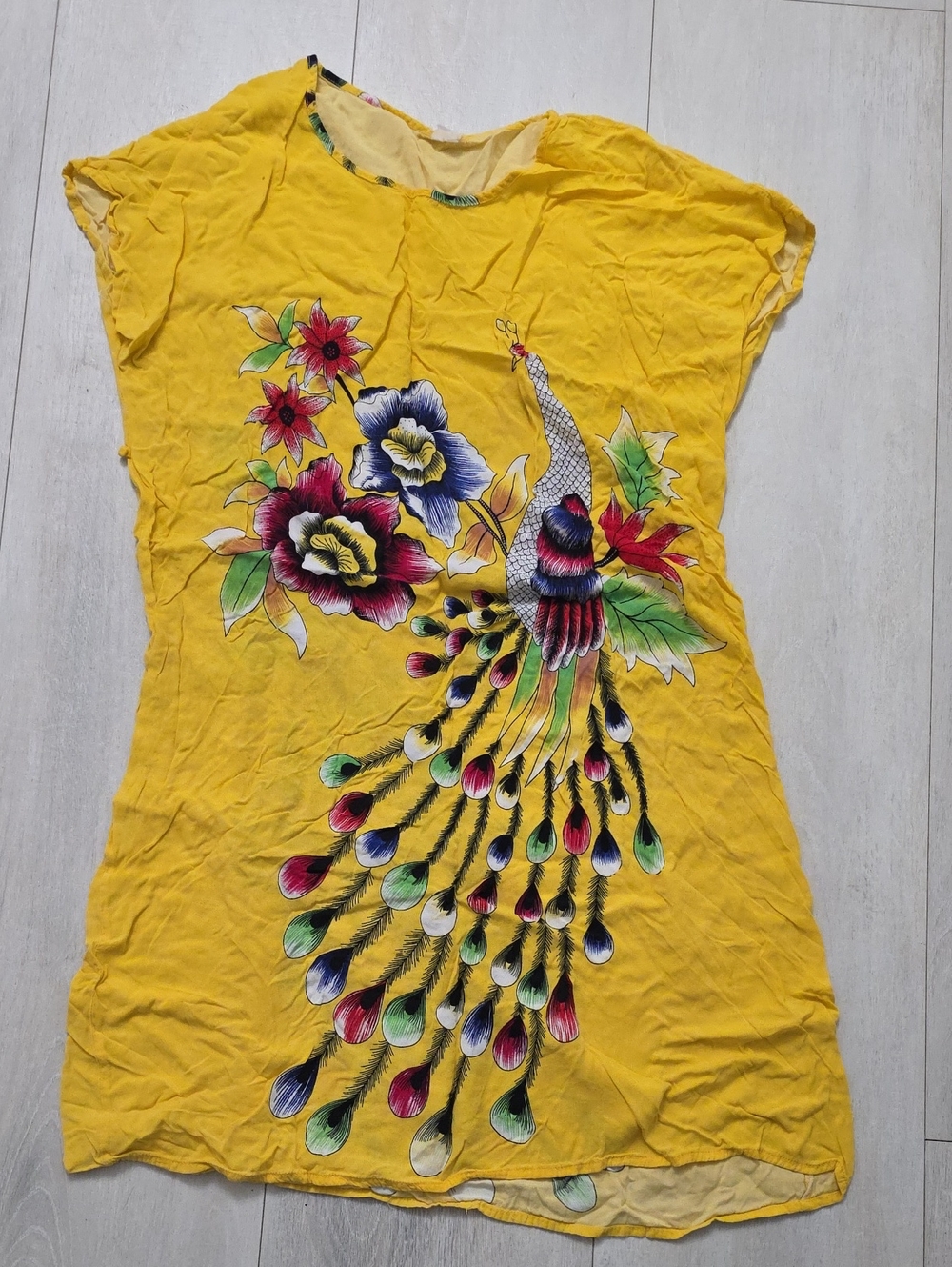 Yellow Floral Peacock Print Women’s Top